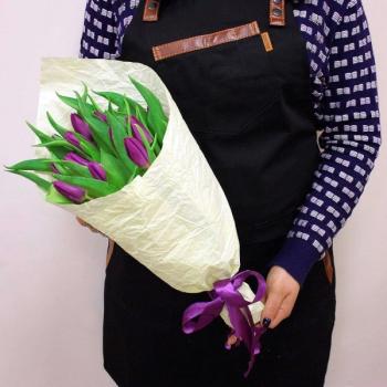 Букет Фиолетовый тюльпан 15 шт № - 226860srtv